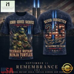 Teenage Mutant Ninja Turtles 911 Tribute Twin Towers and 343 Printed 3D Shirt, Popular 3D Music Tee Teenage Mutant Ninja Turtles 911 Tribute Twin Towers And 343 Printed 3D Shirt
