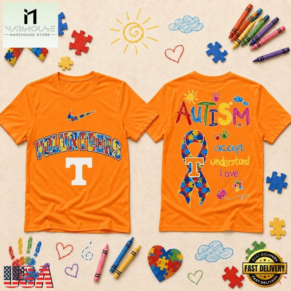 Tennessee Volunteers NCAA Autism Awareness Puzzle Ribbon T Shirt , NCAA College 3D Shirt Tennessee Volunteers NCAA Autism Awareness Puzzle Ribbon T Shirt , NCAA College 3D Shirt