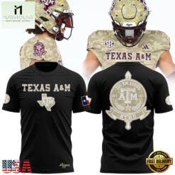 Texas A&M Aggies Honor & Support Camo Logo Black T Shirt , Hot 3D Shirt Trend Texas A M Aggies Honor Support Camo Logo Black T Shirt