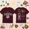 Texas A&M Aggies NCAA Autism Awareness Puzzle Ribbon T Shirt , NCAA College 3D Shirt Texas A M Aggies Ncaa Autism Awareness Puzzle Ribbon T Shirt