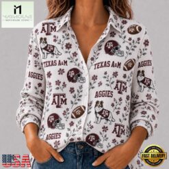 Texas A&M Aggies NCAA College Spirit Blossoms Women Casual Shirt, CAA Women Team Shirt Texas A M Aggies Ncaa College Spirit Blossoms Women Casual Shirt