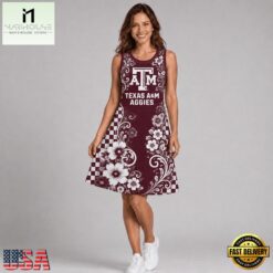 Texas A&M Aggies NCAA Sporty Floral Elegance Women’s Sleeveless Dress, NCAA Women Team Dress Texas A M Aggies Ncaa Sporty Floral Elegance Women S Sleeveless Dress