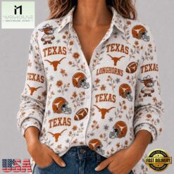 Texas Longhorns NCAA College Spirit Blossoms Women Casual Shirt, CAA Women Team Shirt Texas Longhorns Ncaa College Spirit Blossoms Women Casual Shirt