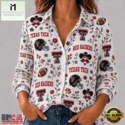 Texas Tech Red Raiders NCAA College Spirit Blossoms Women Casual Shirt, CAA Women Team Shirt Texas Tech Red Raiders Ncaa College Spirit Blossoms Women Casual Shirt