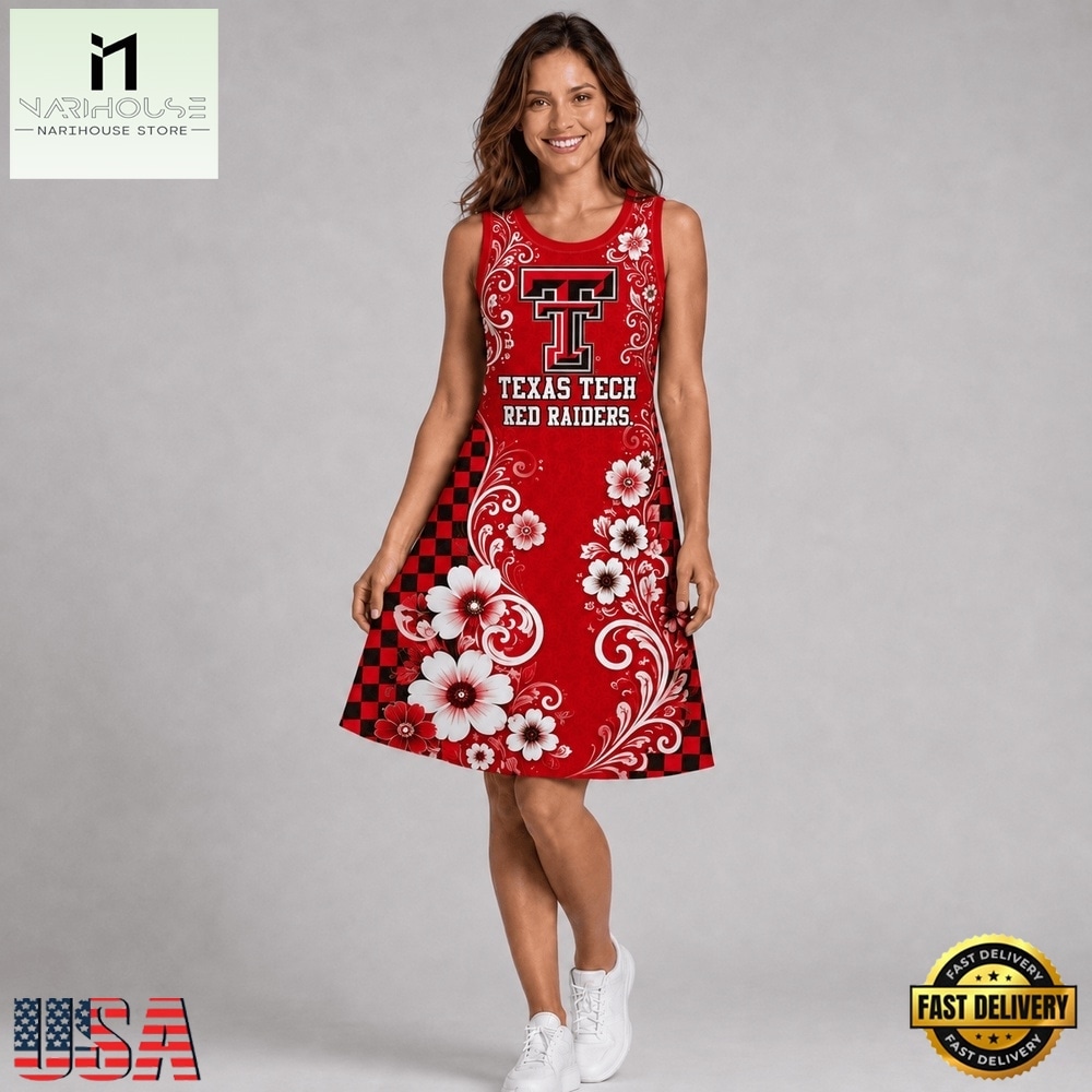 Texas Tech Red Raiders NCAA Sporty Floral Elegance Women’s Sleeveless Dress, NCAA Women Team Dress Texas Tech Red Raiders NCAA Sporty Floral Elegance Women’s Sleeveless Dress, NCAA Women Team Dress