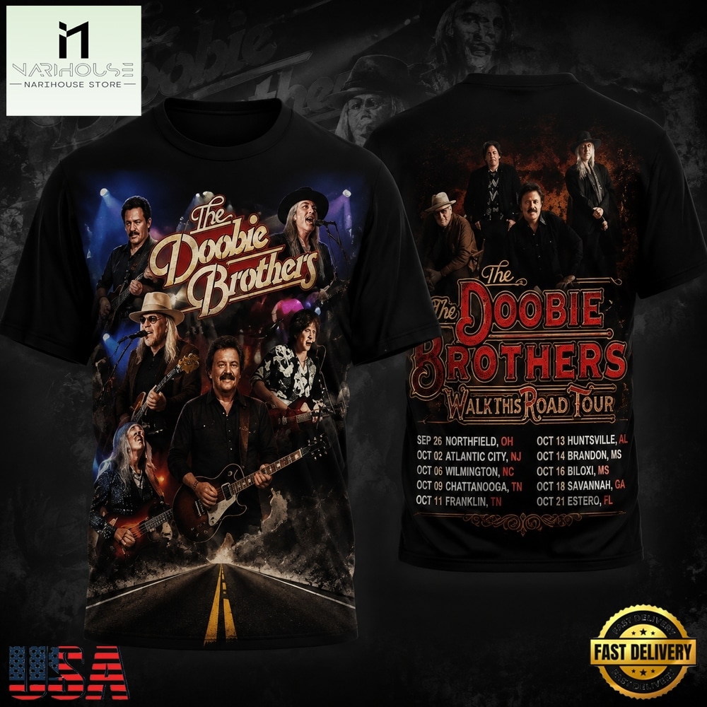 The Doobie Brothers Walk This Road Tour 2026 AOP T Shirt , Music Fans 3D T Shirt The Doobie Brothers Walk This Road Tour 2026 AOP T Shirt , Music Fans 3D T Shirt