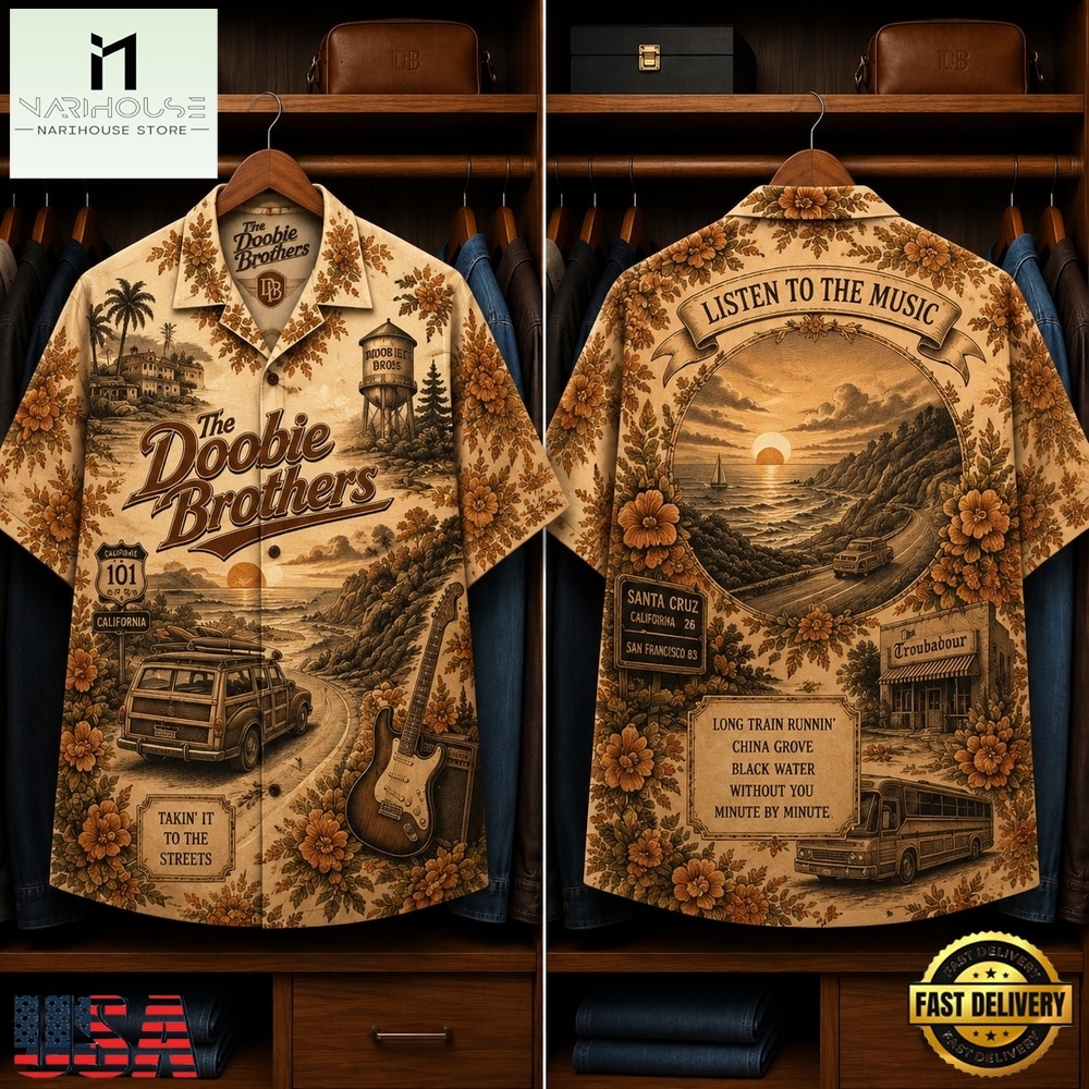 The Doobie Brothers Woody Car Guitar Classic Rock Hawaiian Shirt The Doobie Brothers Woody Car Guitar Classic Rock Hawaiian Shirt