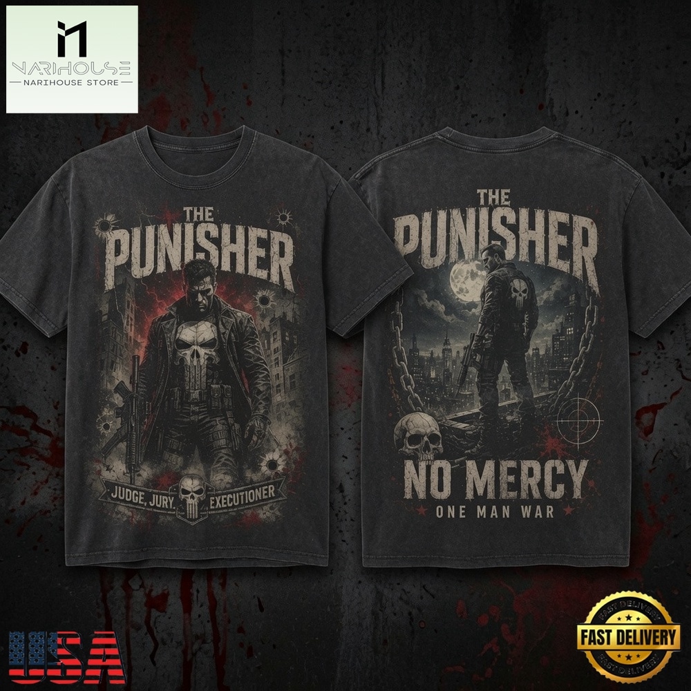 The Punisher Judge Jury Executioner No Mercy One Man War 3D Shirt, Popular 3D Music Tee The Punisher Judge Jury Executioner No Mercy One Man War 3D Shirt, Popular 3D Music Tee