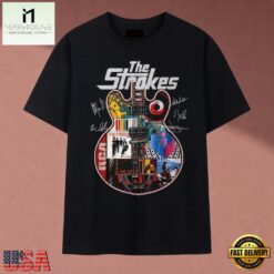 The Strokes Band Guitar Album Art Collage Vintage Graphic T Shirt, Music Fan 2D Shirt The Strokes Band Guitar Album Art Collage Vintage Graphic T Shirt