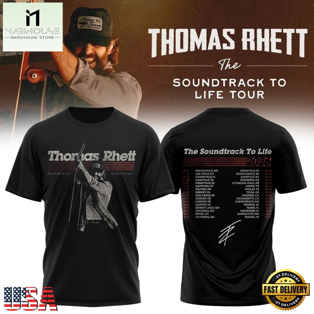 Thomas Rhett The Soundtrack to Life Tour 2026 Black T Shirt , Music Fans 3D T Shirt Thomas Rhett The Soundtrack to Life Tour 2026 Black T Shirt , Music Fans 3D T Shirt