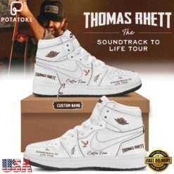 Thomas Rhett The Soundtrack to Life Tour 2026 Signature White Air Jordan 1 Hightop Shoes
