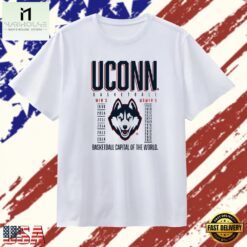UConn Huskies Basketball Capital of the World Championship Years T Shirt , Stylish 2D Graphic Shirt Uconn Huskies Basketball Capital OF The World Championship Years T Shirt