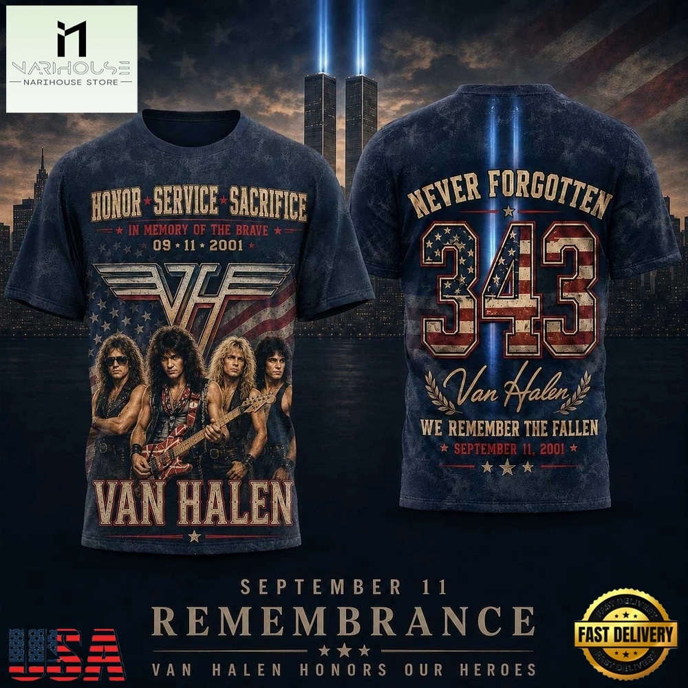Van Halen 9 11 Remembrance Tribute Graphic 3D Shirt, Popular 3D Music Tee Van Halen 9 11 Remembrance Tribute Graphic 3D Shirt, Popular 3D Music Tee