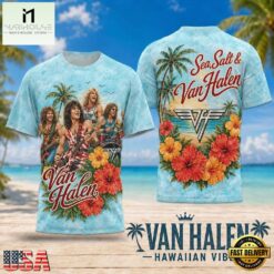 Van Halen Hawaiian Vibes Floral Lei Beach Scene 2026 3D Shirt , Popular 3D Music Tee Van Halen Hawaiian Vibes Floral Lei Beach Scene 2026 3D Shirt