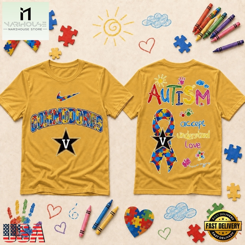Vanderbilt Commodores NCAA Autism Awareness Puzzle Ribbon T Shirt , NCAA College 3D Shirt Vanderbilt Commodores NCAA Autism Awareness Puzzle Ribbon T Shirt , NCAA College 3D Shirt