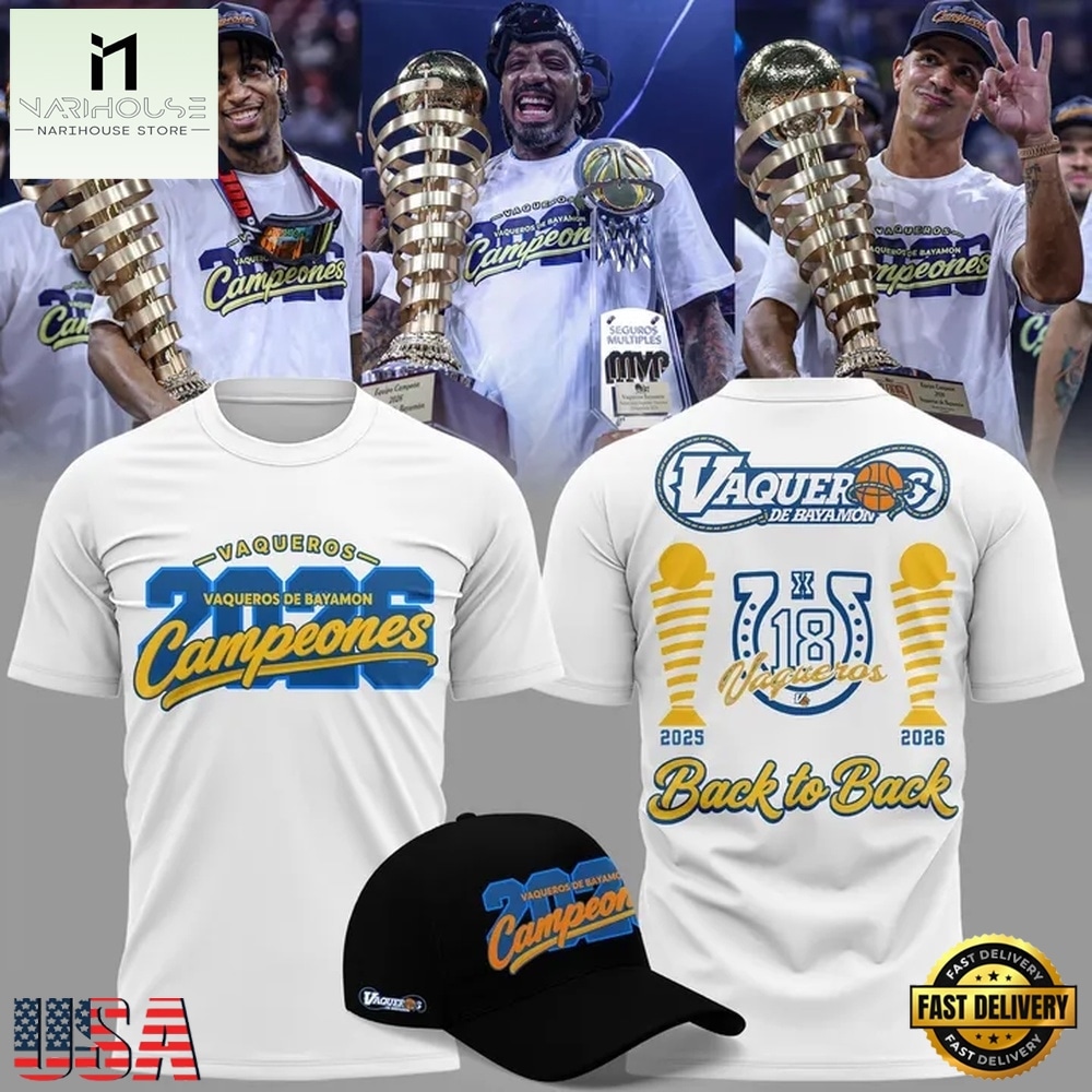 Vaqueros de Bayamon 2026 BSN Champions White T Shirt, Hot 3D Shirt Trend Vaqueros de Bayamon 2026 BSN Champions White T Shirt, Hot 3D Shirt Trend