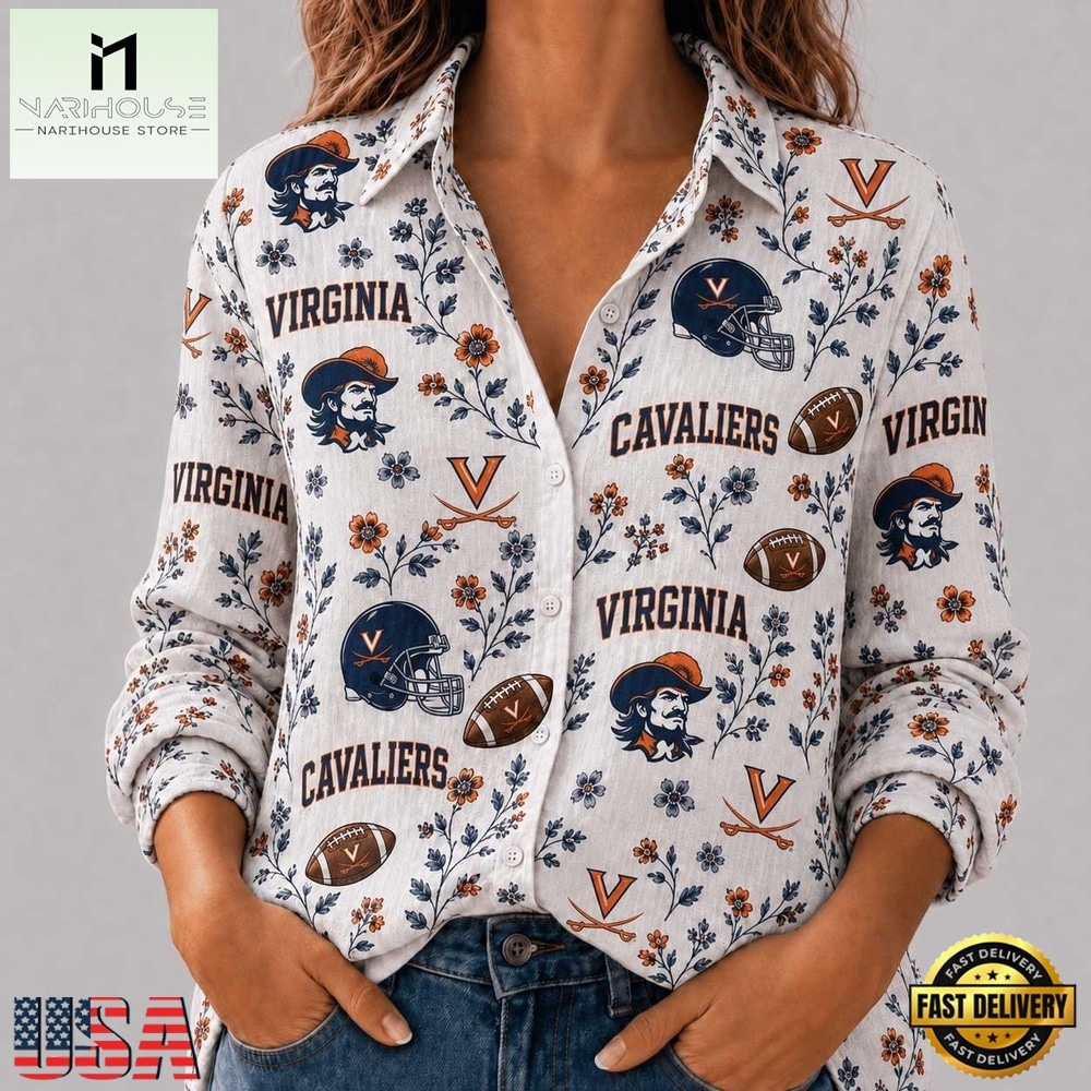 Virginia Cavaliers NCAA College Spirit Blossoms Women Casual Shirt, CAA Women Team Shirt Virginia Cavaliers NCAA College Spirit Blossoms Women Casual Shirt, CAA Women Team Shirt