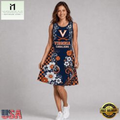 Virginia Cavaliers NCAA Sporty Floral Elegance Women’s Sleeveless Dress, NCAA Women Team Dress Virginia Cavaliers Ncaa Sporty Floral Elegance Women S Sleeveless Dress