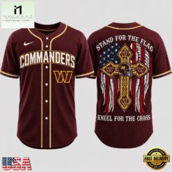 Washington Commanders NFL Stand For The Flag Kneel For The Cross Baseball Jersey Shirt , NFL Game Day Jersey Washington Commanders Nfl Stand For The Flag Kneel For The Cross Baseball Jersey Shirt