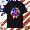 Washington Huskies American flag ripped chest , Stylish 2D Graphic Shirt Washington Huskies American Flag Ripped Chest