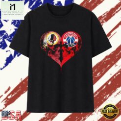 Washington Redskins x Washington Wizards skulls face to face heart shape T Shirt , Stylish 2D Graphic Shirt Washington Redskins X Washington Wizards Skulls Face TO Face Heart Shape T Shirt