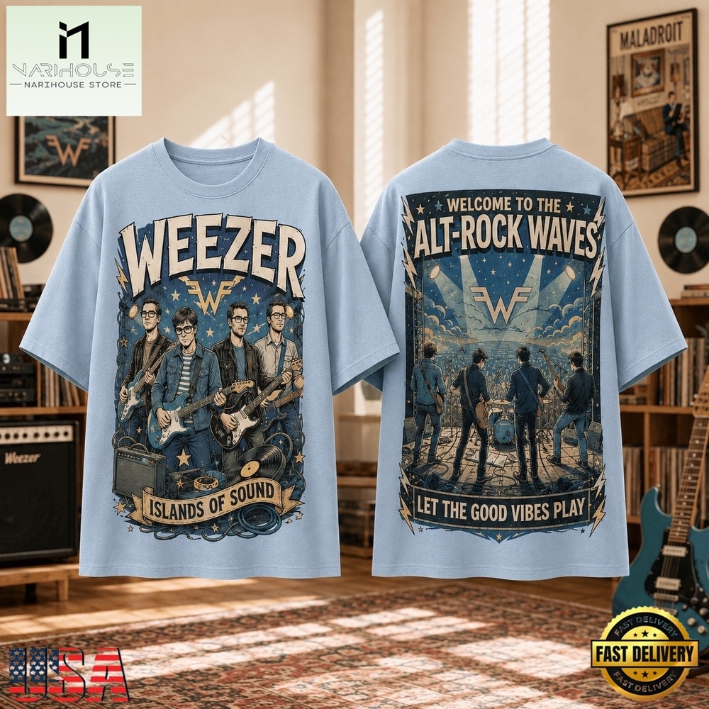 Weezer Islands of Sound Welcome To The Alt Rock Waves 3D Shirt, Popular 3D Music Tee Weezer Islands of Sound Welcome To The Alt Rock Waves 3D Shirt, Popular 3D Music Tee
