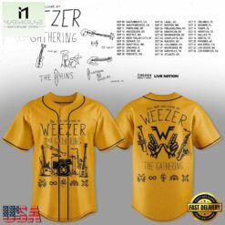 Weezer Merch The Gathering 2026 North America Tour Baseball Jersey , Concert Baseball Jersey Weezer Merch The Gathering 2026 North America Tour Baseball Jersey