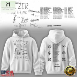 Weezer Merch The Gathering 2026 North America Tour White Hoodie , Popular 3D Music Tee Weezer Merch The Gathering 2026 North America Tour White Hoodie