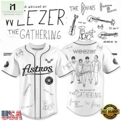 Weezer Merch X Houston Astros The Gathering Tour Baseball Jersey , Concert Baseball Jersey Weezer Merch X Houston Astros The Gathering Tour Baseball Jersey