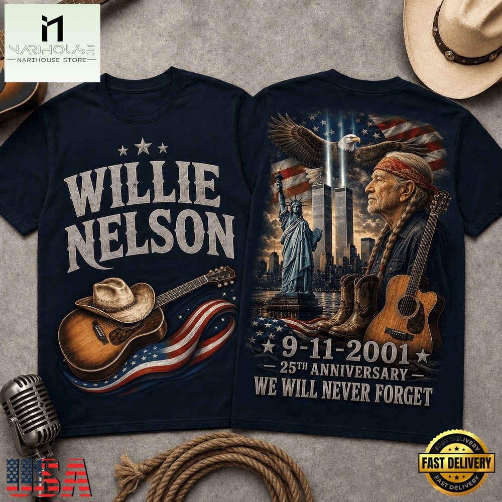 Willie Nelson 911 Memorial 25th Anniversary 3D Shirt, Popular 3D Music Tee Willie Nelson 911 Memorial 25th Anniversary 3D Shirt, Popular 3D Music Tee
