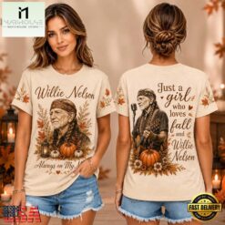 Willie Nelson Autumn Pumpkin Portrait Unisex 3D Shirt , Music Fans 3D T Shirt Willie Nelson Autumn Pumpkin Portrait Unisex 3D Shirt
