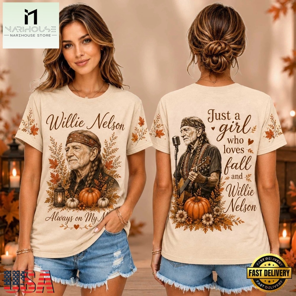 Willie Nelson Autumn Pumpkin Portrait Unisex 3D Shirt , Music Fans 3D T Shirt Willie Nelson Autumn Pumpkin Portrait Unisex 3D Shirt , Music Fans 3D T Shirt