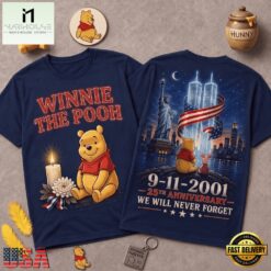 Winnie The Pooh 911 Memorial 25th Anniversary 3D Shirt , Popular 3D Music Tee Winnie The Pooh 911 Memorial 25th Anniversary 3D Shirt