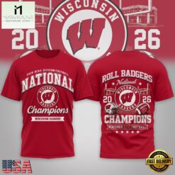 Wisconsin Badgers NCAA Road to Glory 2026 Football Champions 3D Shirt , NCAA College 3D Shirt Wisconsin Badgers Ncaa Road TO Glory 2026 Football Champions 3D Shirt