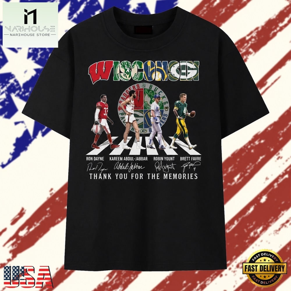Wisconsin Sports Legends Abbey Road Signatures Thank You For The Memories T Shirt , Stylish 2D Graphic Shirt Wisconsin Sports Legends Abbey Road Signatures Thank You For The Memories T Shirt , Stylish 2D Graphic Shirt