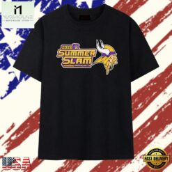 WWE SummerSlam 2026 Minnesota with Vikings logo T Shirt , Stylish 2D Graphic Shirt Wwe Summerslam 2026 Minnesota With Vikings Logo T Shirt