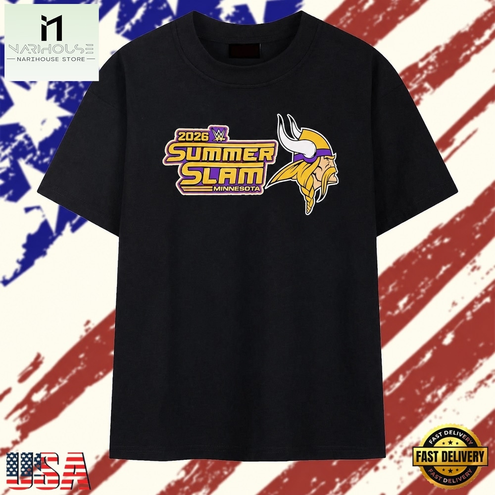 WWE SummerSlam 2026 Minnesota with Vikings logo T Shirt , Stylish 2D Graphic Shirt WWE SummerSlam 2026 Minnesota with Vikings logo T Shirt , Stylish 2D Graphic Shirt