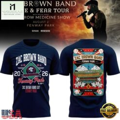 Zac Brown Band x Boston Red Sox Fenway Park Love & Fear Tour 2026 Navy T Shirt , Popular 3D Music Tee Zac Brown Band X Boston Red Sox Fenway Park Love Fear Tour 2026 Navy T Shirt