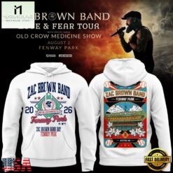 Zac Brown Band x Boston Red Sox Fenway Park Love & Fear Tour 2026 White Hoodie , Popular 3D Music Tee Zac Brown Band X Boston Red Sox Fenway Park Love Fear Tour 2026 White Hoodie