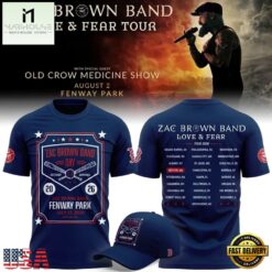 Zac Brown Band X Boston Red Sox Love & Fear Tour 2026 Fenway Park Limited Blue T Shirt , Popular 3D Music Tee Zac Brown Band X Boston Red Sox Love Fear Tour 2026 Fenway Park Limited Blue T Shirt
