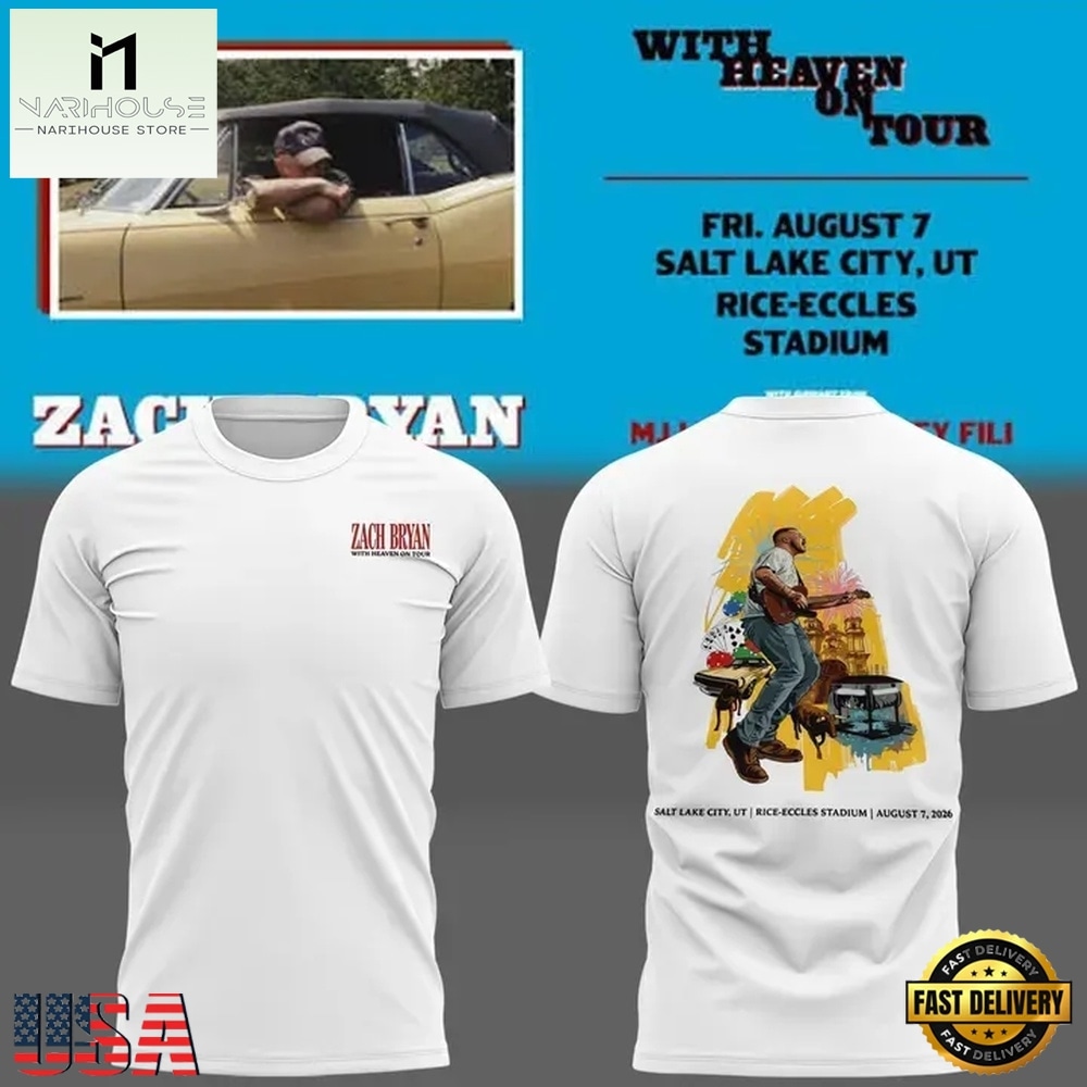 Zach Bryan Salt Lake City, UT Event With Heaven On Tour 2026 T Shirt , Music Fans 3D T Shirt Zach Bryan Salt Lake City, UT Event With Heaven On Tour 2026 T Shirt , Music Fans 3D T Shirt