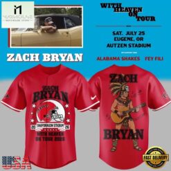 Zach Bryan x San Diego State Football With Heaven On Tour 2026 Red Baseball Jersey , Concert Baseball Jersey Zach Bryan X San Diego State Football With Heaven ON Tour 2026 Red Baseball Jersey