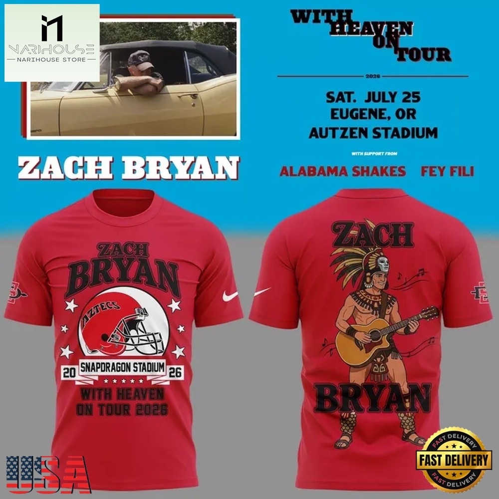 Zach Bryan x San Diego State With Heaven On Tour 2026 Mascot Design Limited T Shirt , Trending New Design Shirt Zach Bryan x San Diego State With Heaven On Tour 2026 Mascot Design Limited T Shirt , Trending New Design Shirt