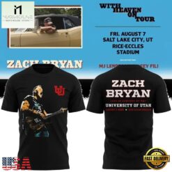 Zach Bryan x Utah Utes Football With Heaven On Tour 2026 3D Shirt , Music Fans 3D T Shirt Zach Bryan X Utah Utes Football With Heaven ON Tour 2026 3D Shirt