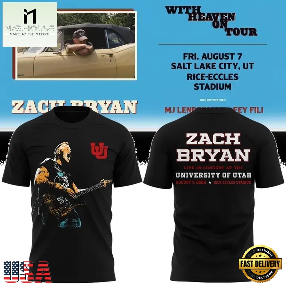 Zach Bryan x Utah Utes Football With Heaven On Tour 2026 3D Shirt , Music Fans 3D T Shirt Zach Bryan x Utah Utes Football With Heaven On Tour 2026 3D Shirt , Music Fans 3D T Shirt