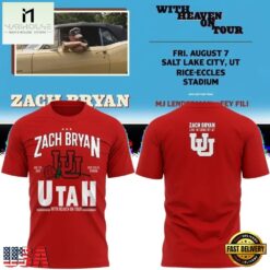 Zach Bryan x Utah Utes Football With Heaven On Tour 2026 Limited Edition T Shirt , Music Fans 3D T Shirt Zach Bryan X Utah Utes Football With Heaven ON Tour 2026 Limited Edition T Shirt