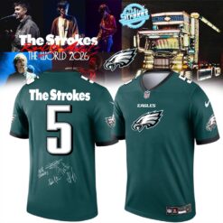Philadelphia Eagles x The Strokes Reality Awaits World Tour 2026 Limited Edition Signature Football Jersey, Trending Football Shirt Philadelphia Eagles X The Strokes Reality Awaits World Tour 2026 Limited Edition Signature Football Jersey