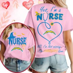 Los Angeles Chargers NFL Night Shift Never Misses Game Day Halloween Nurse Unisex 3D Shirt, NFL Sporty Shirt Los Angeles Chargers Nfl Night Shift Never Misses Game Day Halloween Nurse Unisex 3D Shirt