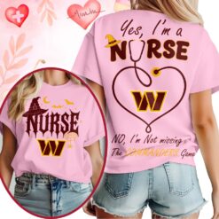 Washington Commanders NFL Night Shift Never Misses Game Day Halloween Nurse Unisex 3D Shirt, NFL Sporty Shirt Washington Commanders Nfl Night Shift Never Misses Game Day Halloween Nurse Unisex 3D Shirt