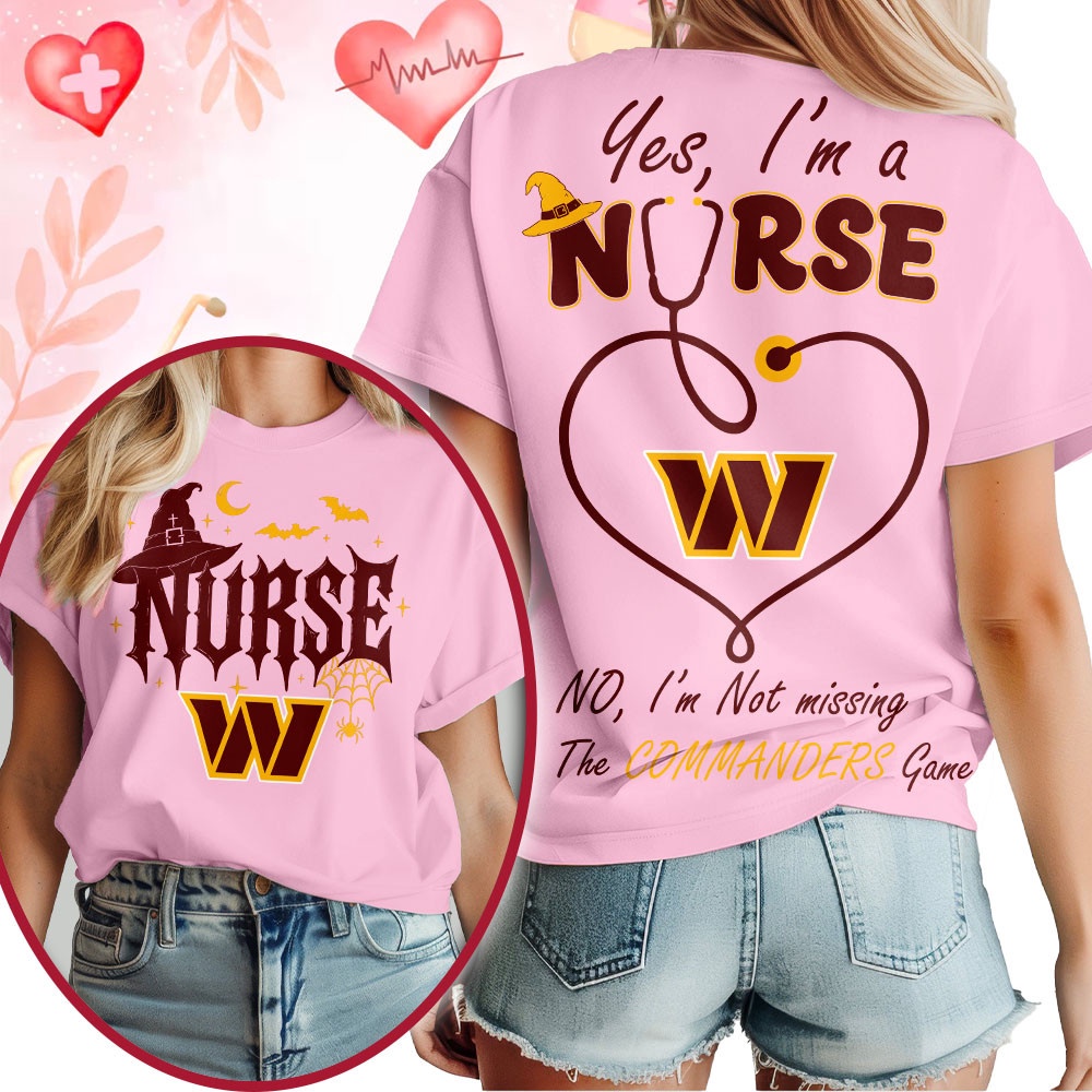 Washington Commanders NFL Night Shift Never Misses Game Day Halloween Nurse Unisex 3D Shirt, NFL Sporty Shirt Washington Commanders NFL Night Shift Never Misses Game Day Halloween Nurse Unisex 3D Shirt, NFL Sporty Shirt